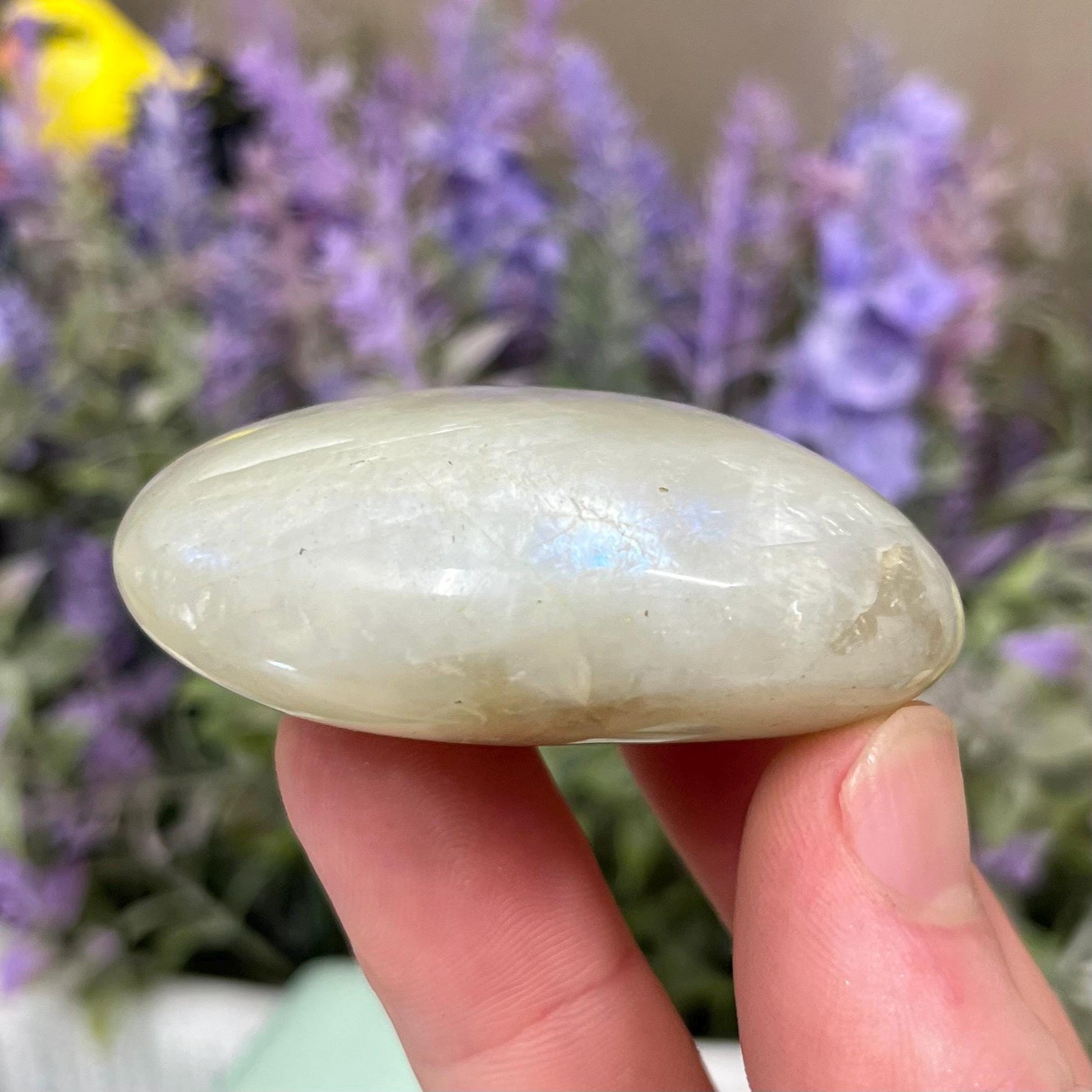 Green Moonstone Palm Stone with Blue Flash | Garnierite Palm