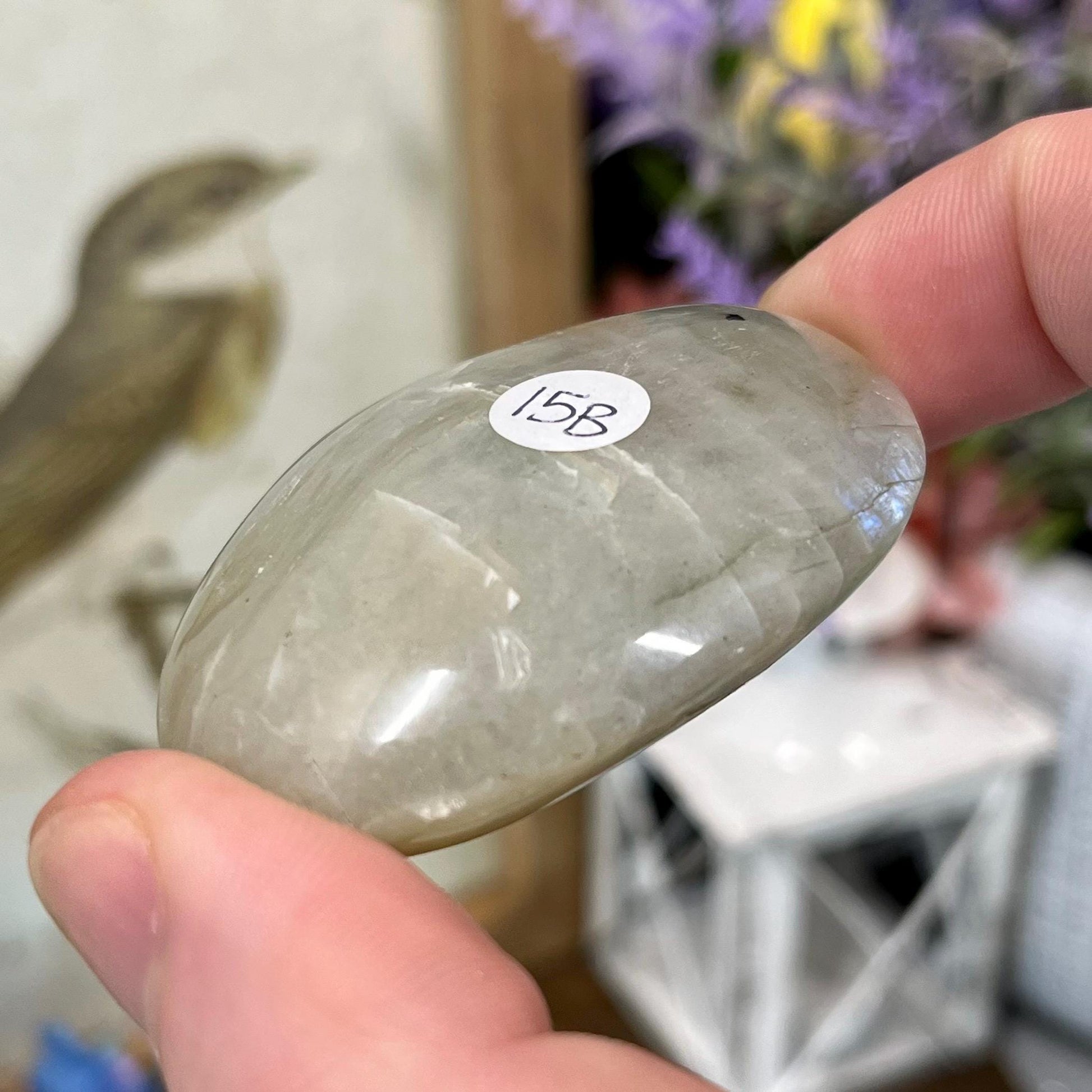 Flashy Green Moonstone Palm Stone with Blue Flash | Garnierite Palm