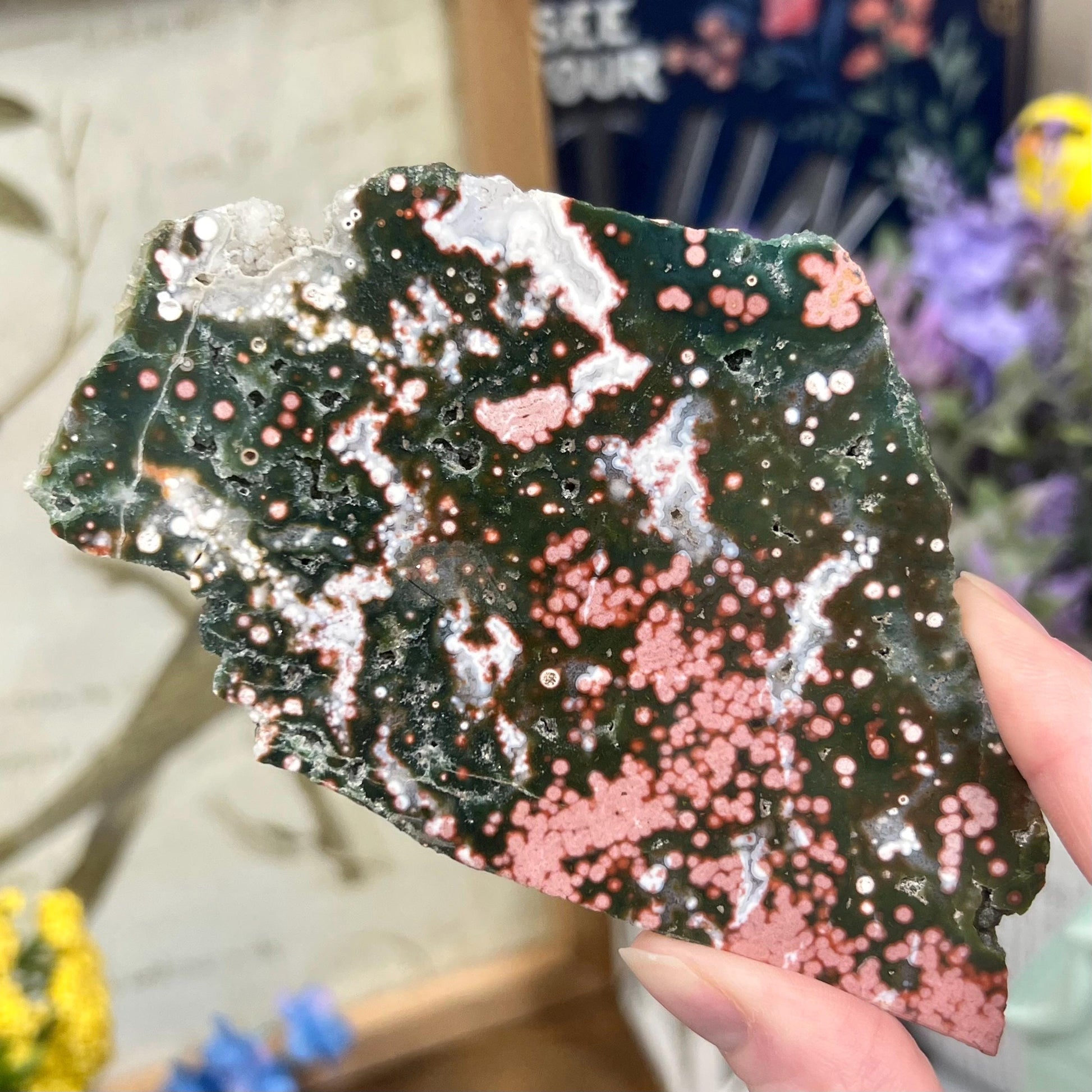 Veinless Ocean Jasper Slab | Pink Ocean Jasper | Druzy Ocean Jasper