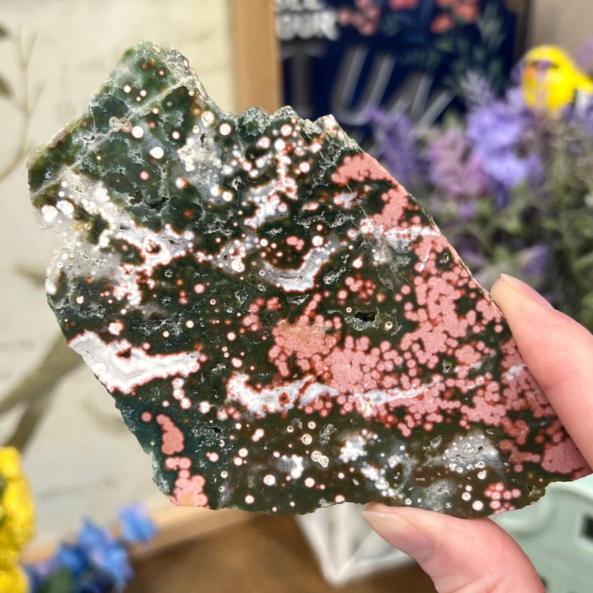 Veinless Ocean Jasper Slab | Pink Ocean Jasper | Druzy Ocean Jasper