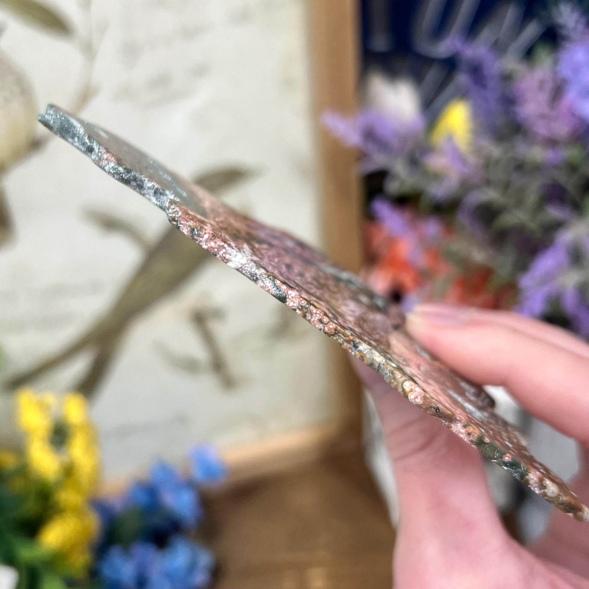 Veinless Ocean Jasper Slab | Pink Ocean Jasper | Druzy Ocean Jasper