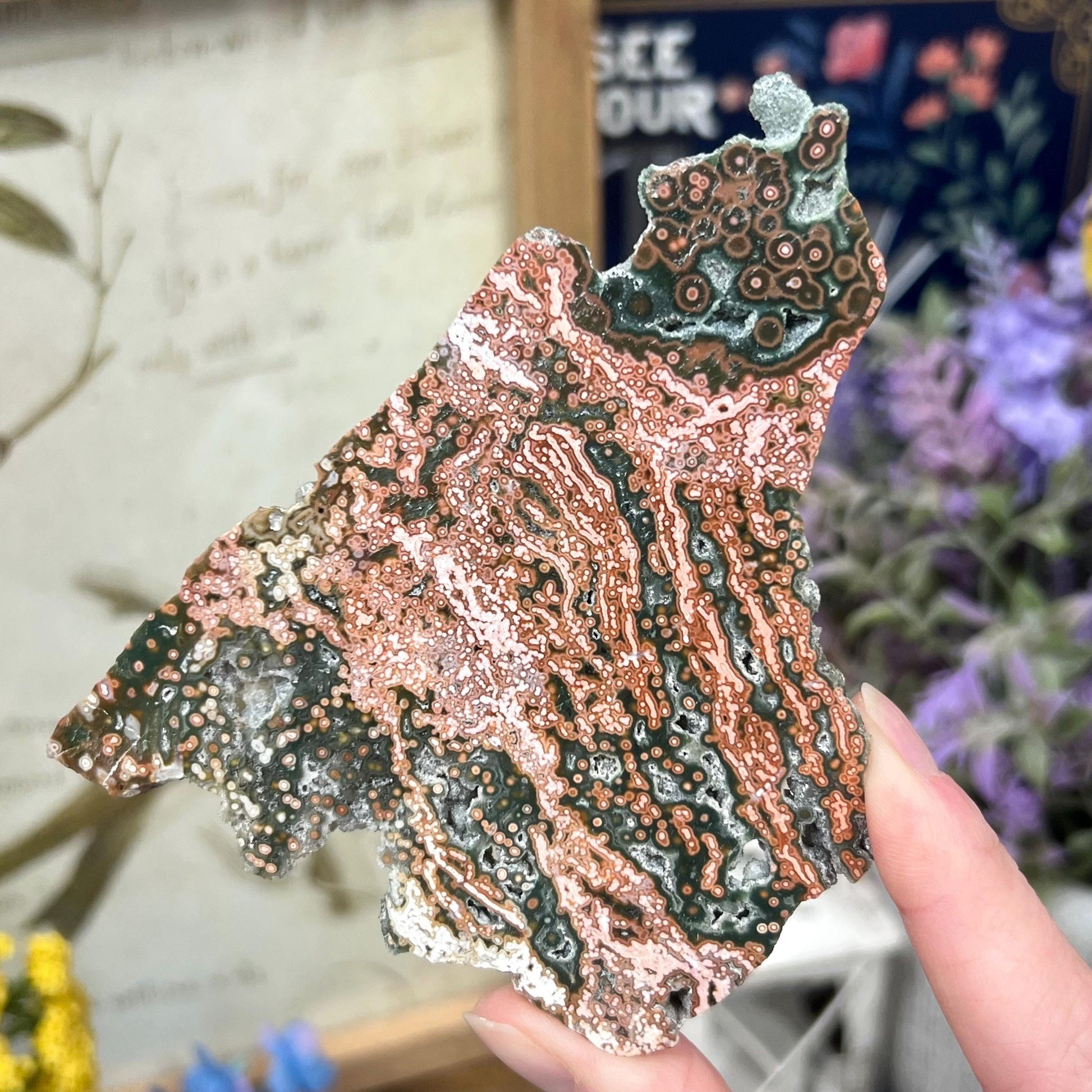 Veinless Ocean Jasper Slab | Pink Ocean Jasper | Druzy Ocean Jasper