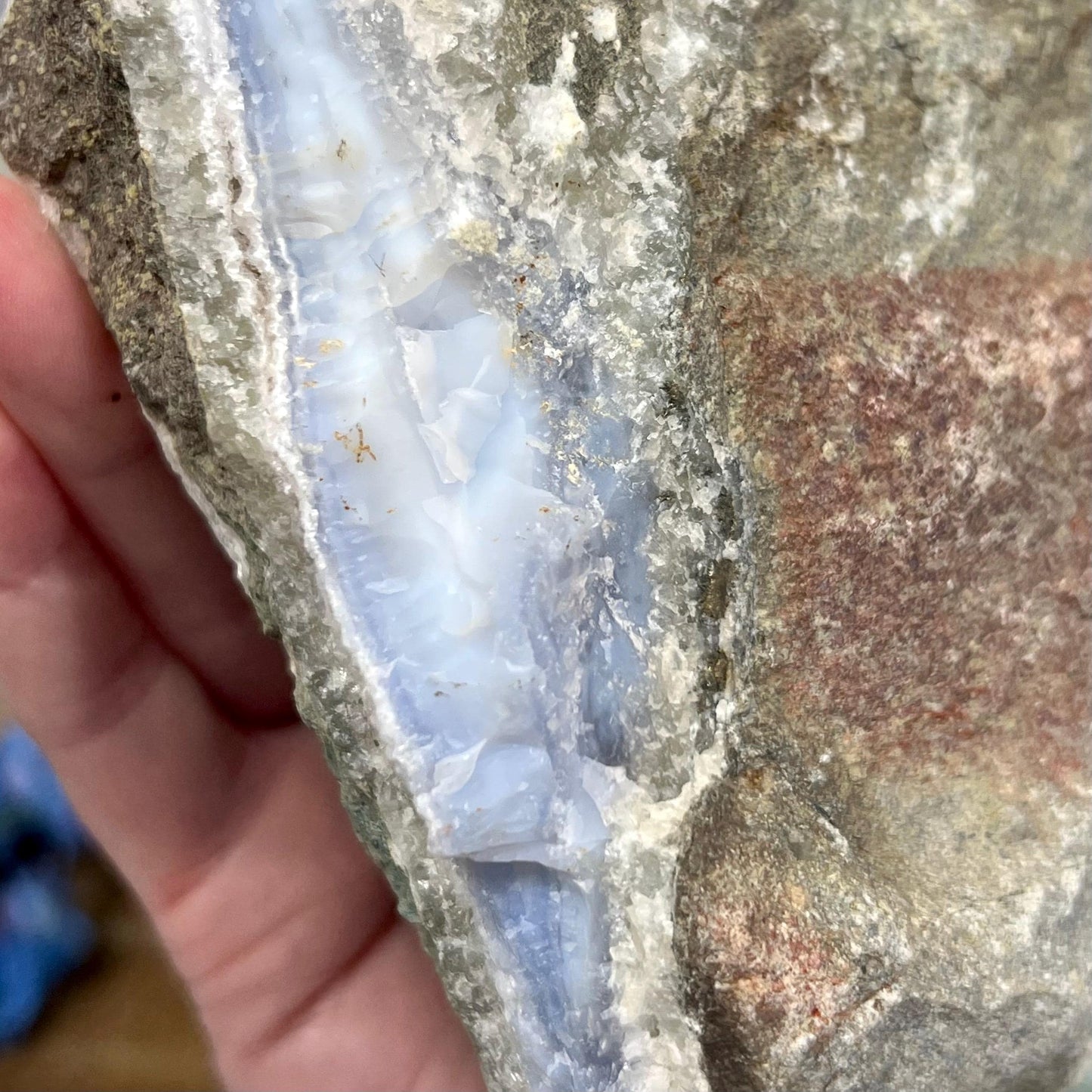 XL High Quality Raw Blue Lace Agate Geode | Druzy Blue Lace Agate