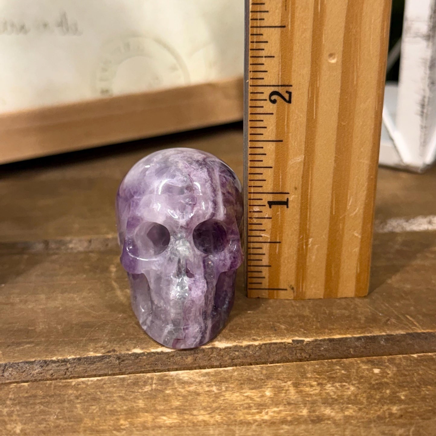Small Purple Fluorite Skull | Banded Fluorite Crystal Skull