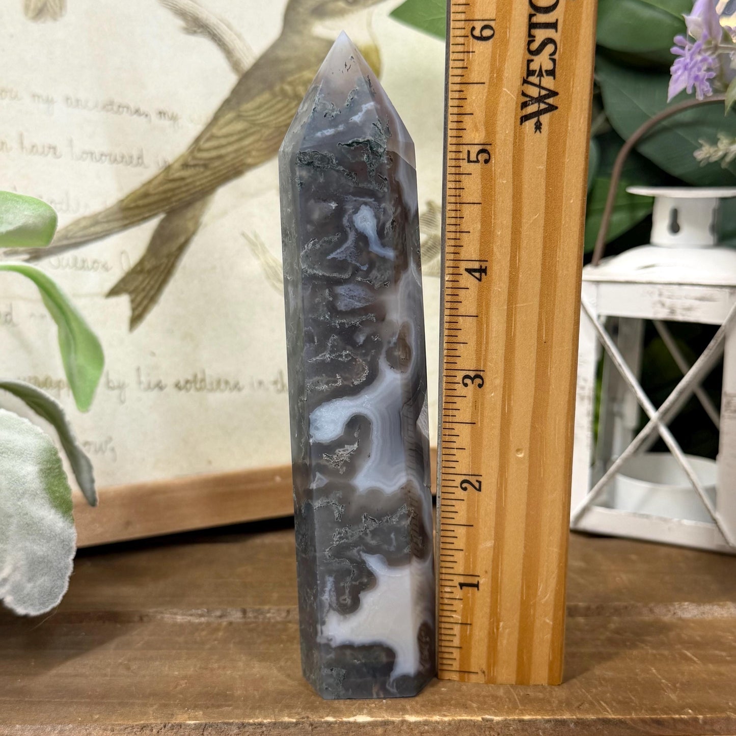 High Quality Moss Agate Tower | Banded Moss Agate | Translucent Moss Agate
