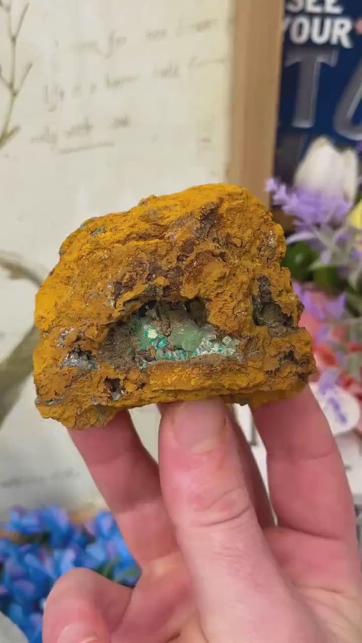 Rosasite with Calcite from La Ojuela Mine, Mexico