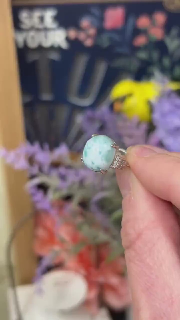 Larimar Ring | Adjustable Crystal Ring