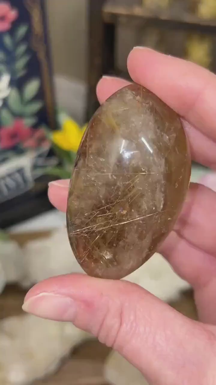 Golden Rutile Quartz Lens | Garden Quartz Lens | Lodolite Quartz