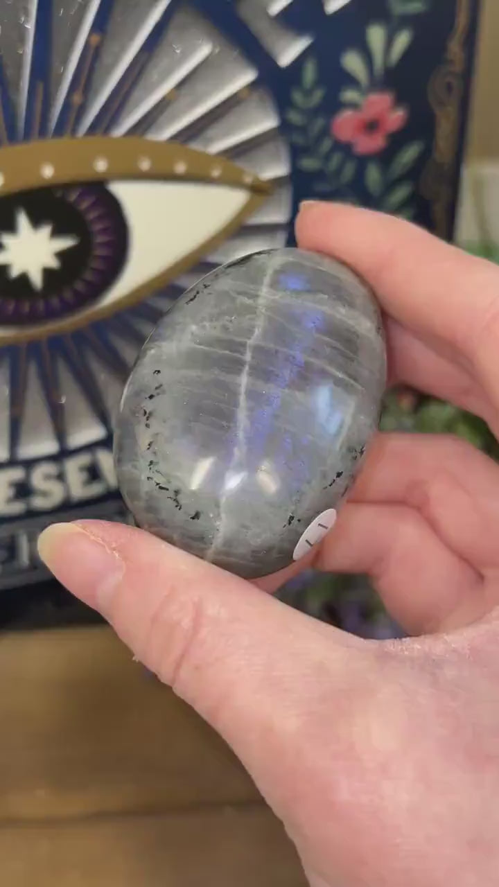 Dark Purple Labradorite Palm Stone | Sunset Lab Palm