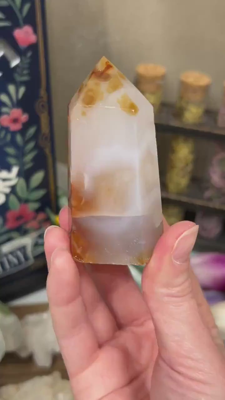 Unique Carnelian Tower with White Agate