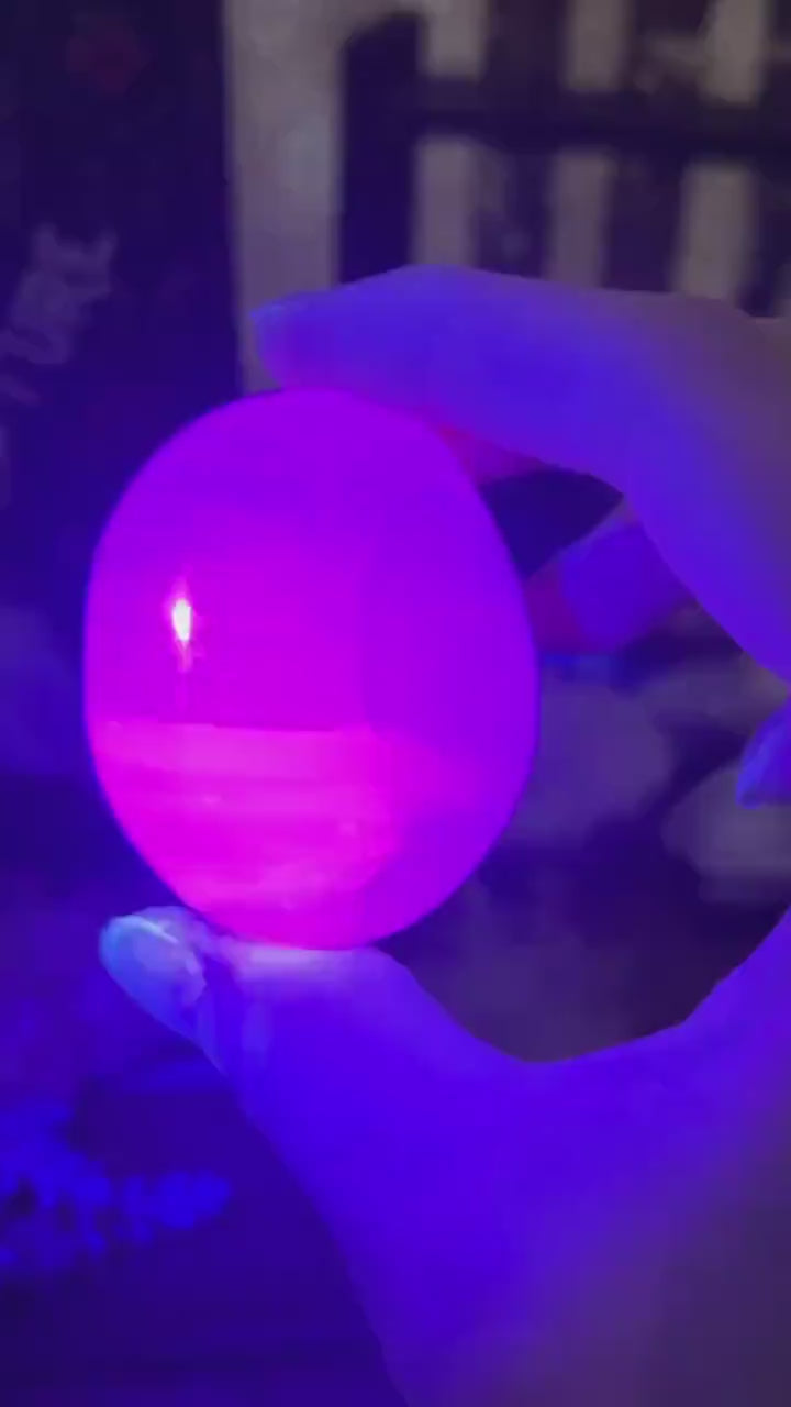 Pink Mangano Calcite Palm | UV Reactive Calcite