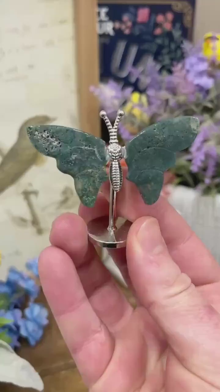 Small Moss Agate Butterfly | Crystal Butterfly