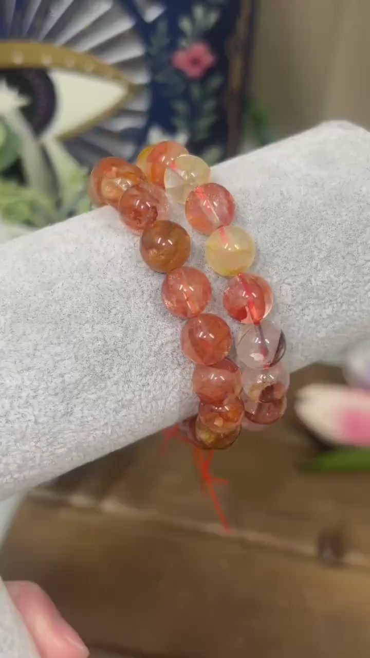 High Quality Fire Quartz and Golden Healer Crystal Bracelet | Golden Healer Quartz | Fire Quartz Bracelet | 10mm Crystal Braceler