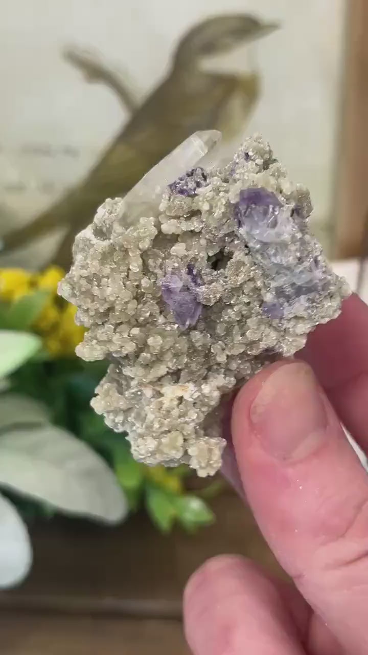 Purple Yaogangxian Fluorite on Quartz Specimen | Yaogangxian Mineral Specimen