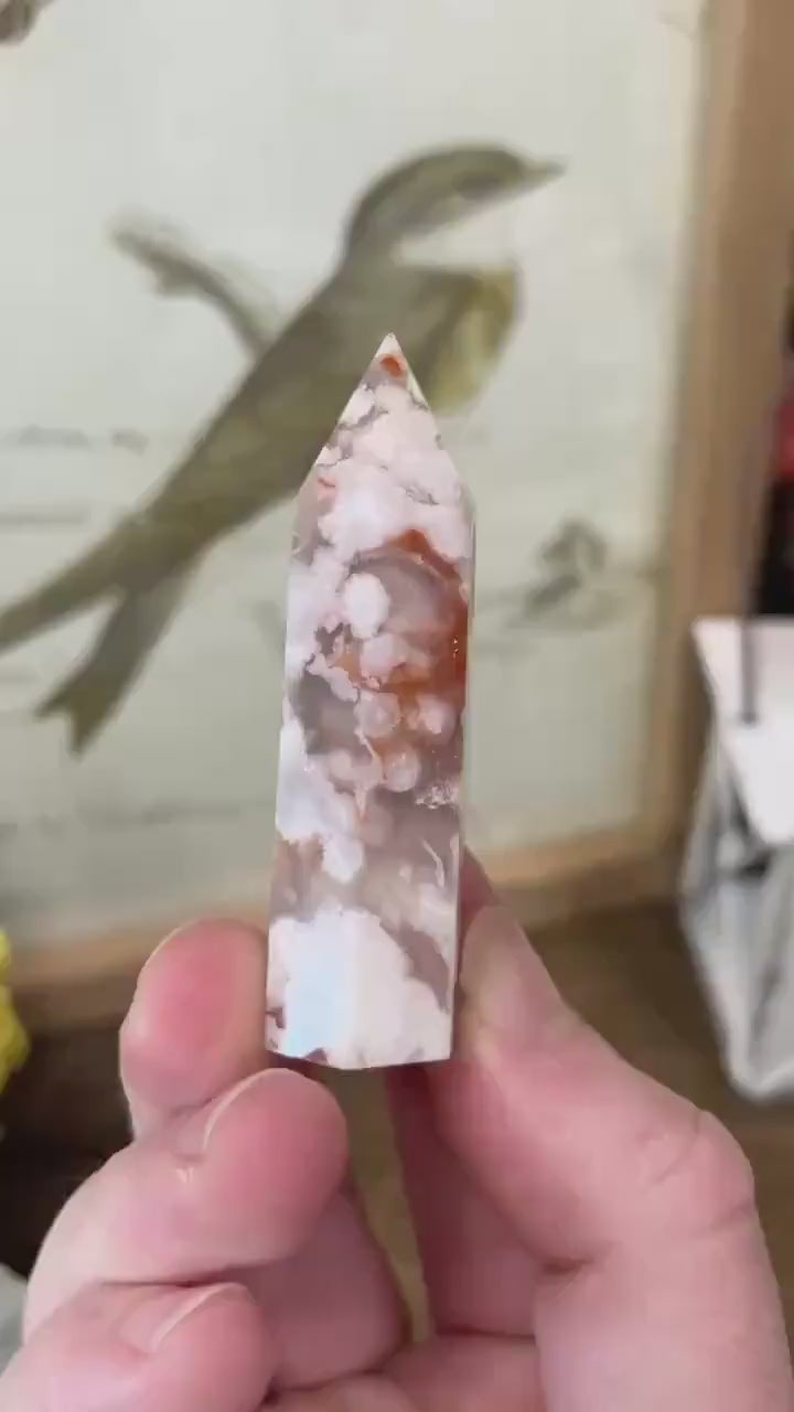 Small Flower Agate Tower | High Quality Flower Agate | Red Flower Agate