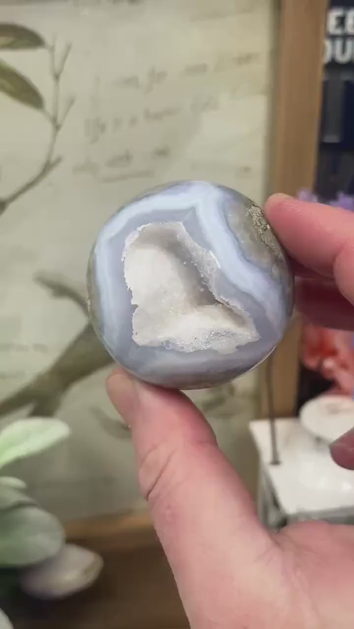 Druzy Blue Lace Agate Sphere | Blue Chalcedony
