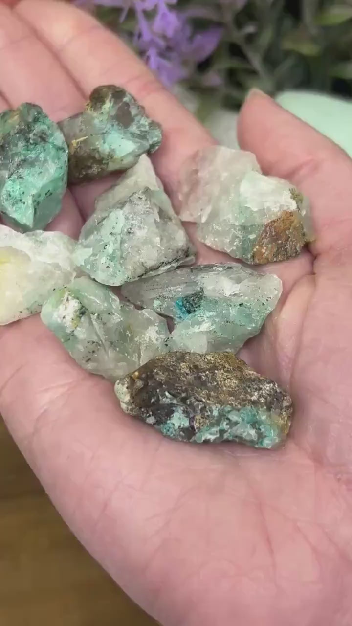 Raw Chrysocolla in Quartz Chunk from Peru | Rough Chrysocolla
