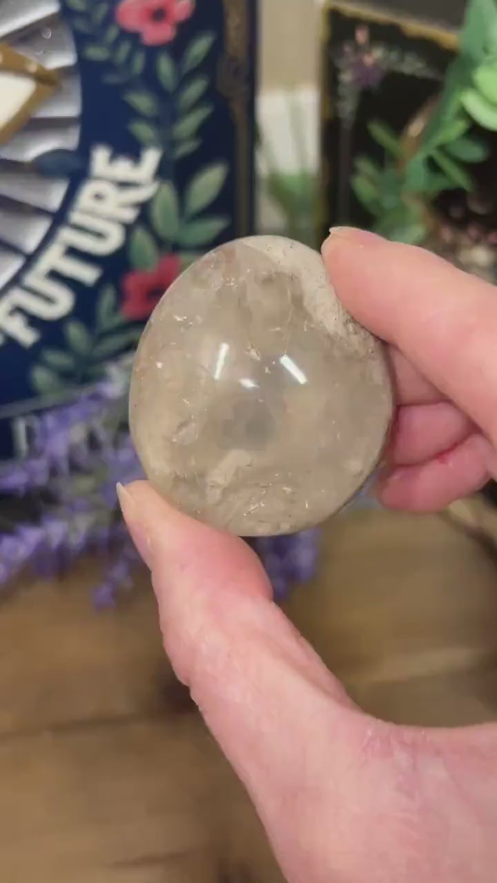 White Garden Quartz Lens | Lodolite Quartz | Included Quartz