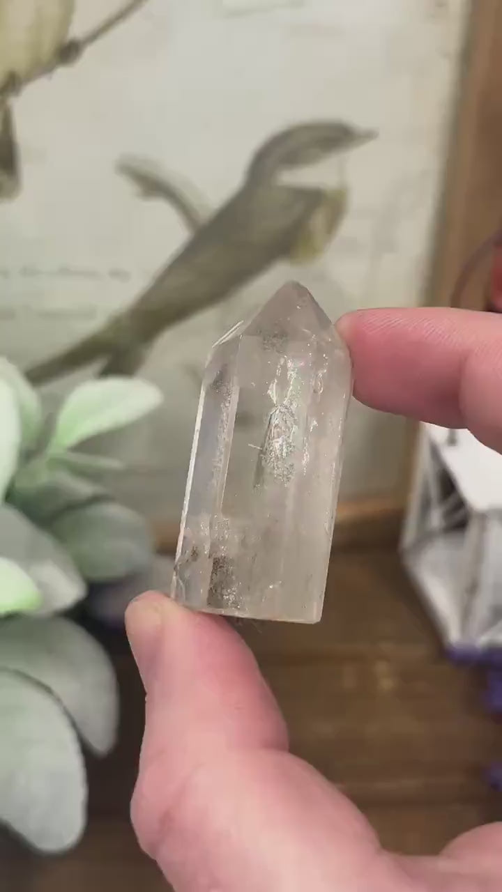 Small Phantom Quartz Tower | Included Quartz | Brazilian Quartz - CHIPPED TIP