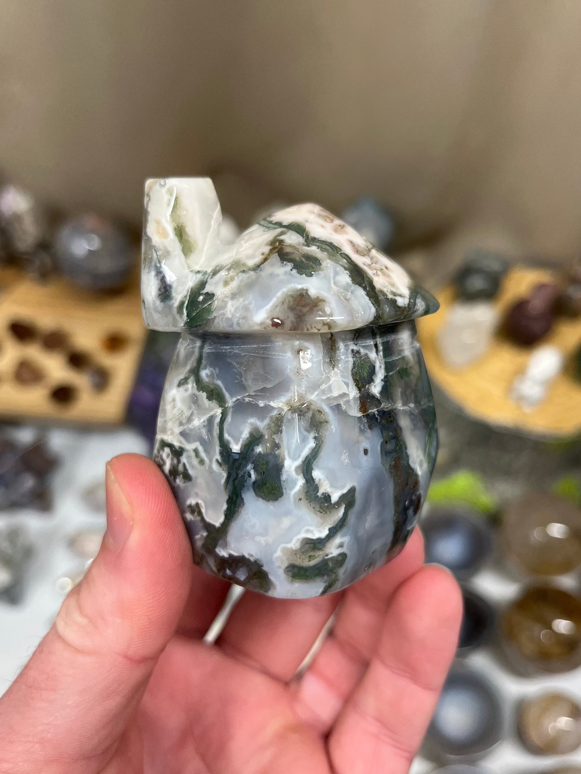 Cute Moss Agate House with Chimney