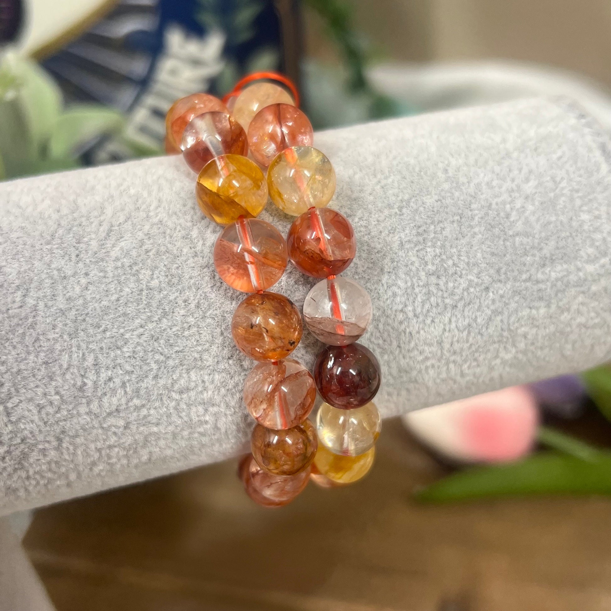 High Quality Fire Quartz and Golden Healer Crystal Bracelet | Golden Healer Quartz | Fire Quartz Bracelet | 10mm Crystal Braceler