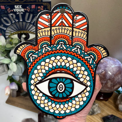 Large Hamsa Hand | Fatima Hand | Evil Eye | Ceramic Hamsa Hand Coaster