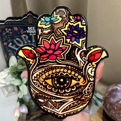 Large Hamsa Hand | Fatima Hand | Evil Eye | Ceramic Hamsa Hand Coaster