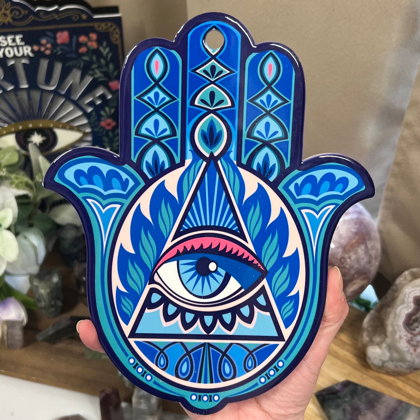 Large Hamsa Hand | Fatima Hand | Evil Eye | Ceramic Hamsa Hand Coaster