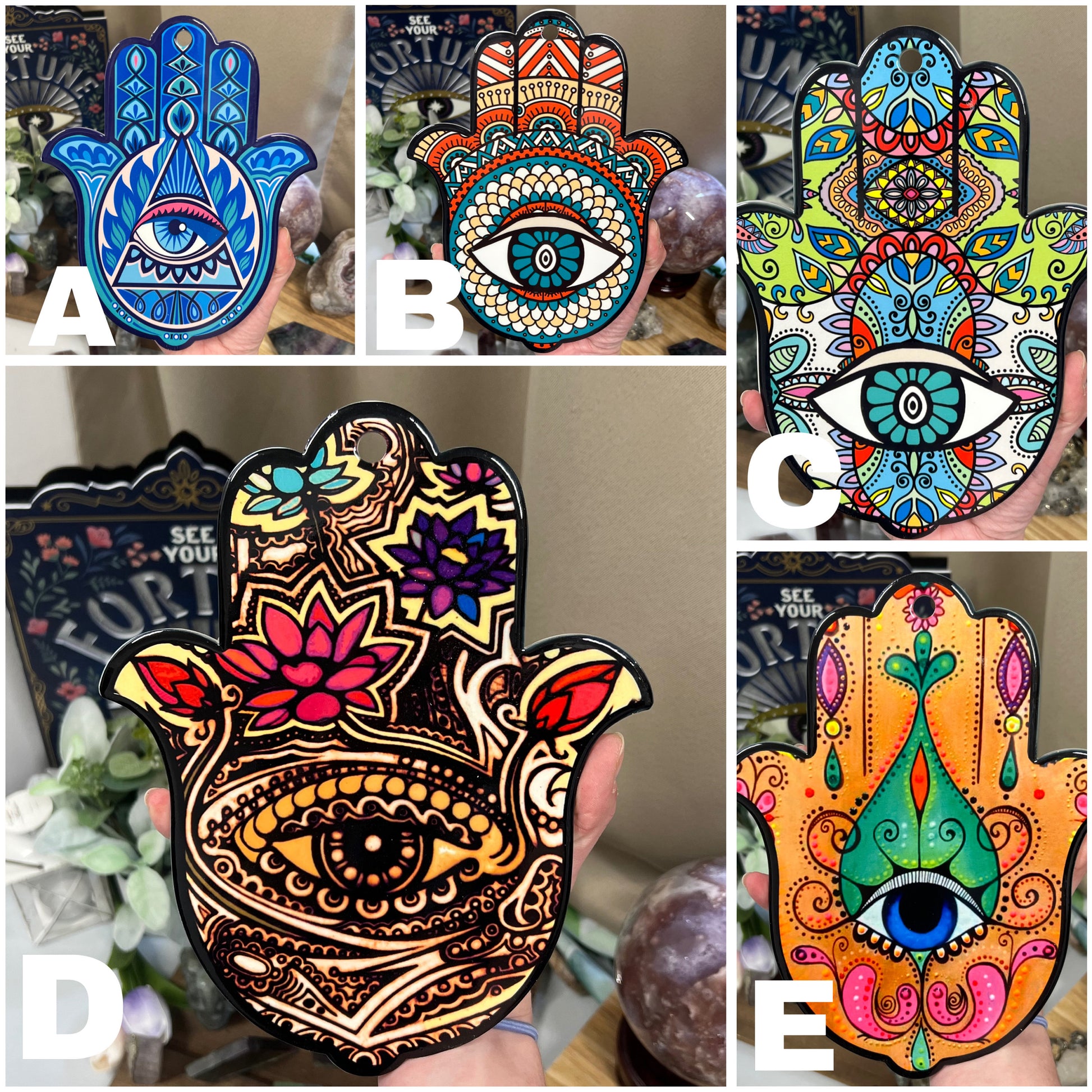 Large Hamsa Hand | Fatima Hand | Evil Eye | Ceramic Hamsa Hand Coaster