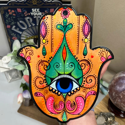 Large Hamsa Hand | Fatima Hand | Evil Eye | Ceramic Hamsa Hand Coaster