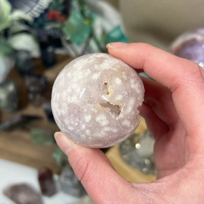 Sparkly Pink Amethyst Sphere | Pink Amethyst Flower Agate | Druzy Pink Amethyst Sphere