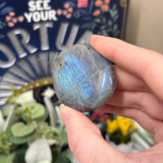 Light Blue Labradrite Palm Stone | Mermaid Lab Palm | Teal Labradorite