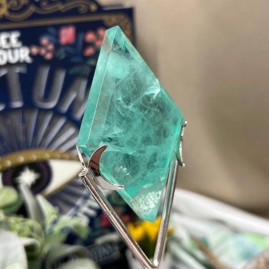 Stunning Fluorite Diamond on Stand | Flourite with Rainbows
