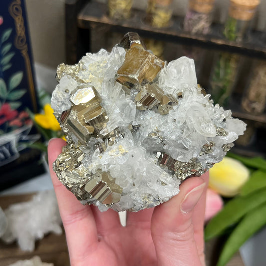 Pyrite on Quartz Cluster | Natural Pyrite