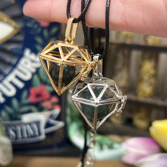 Crystal Cage Necklace | Crystal Holder Pendant | Locket Necklace