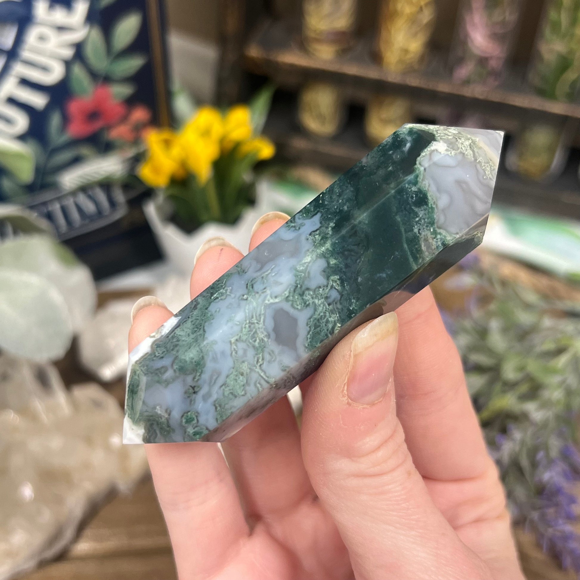 Moss Agate DT | Double Terminated Crystal