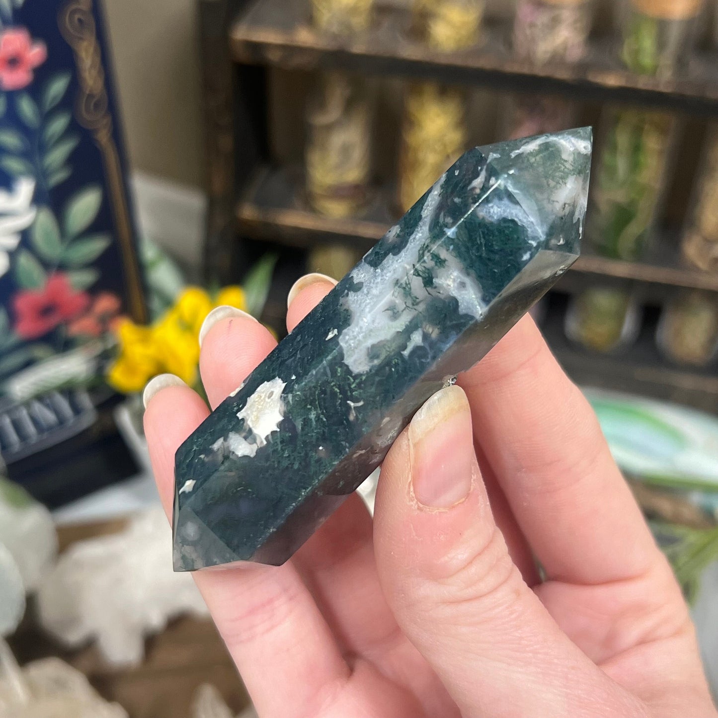 Moss Agate DT | Double Terminated Crystal