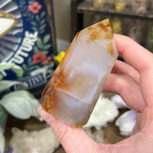 Unique Carnelian Tower with White Agate