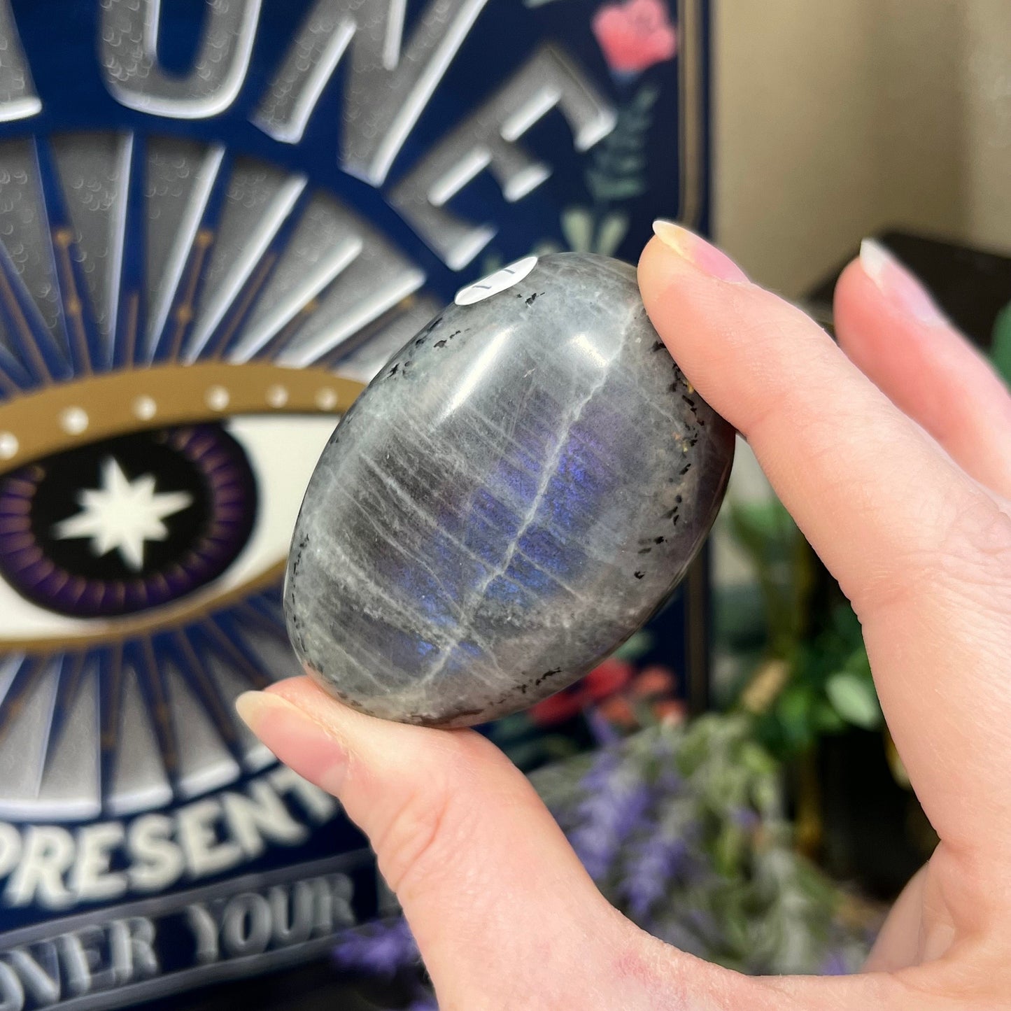 Dark Purple Labradorite Palm Stone | Sunset Lab Palm