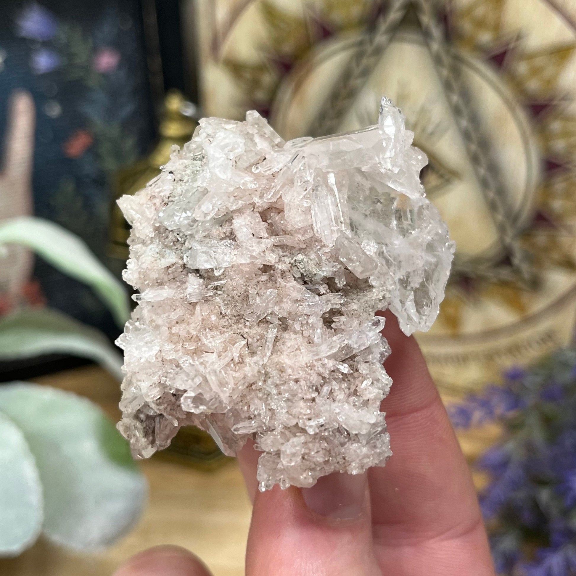 Pink Lemurian Quartz Cluster from Colombia | Pink Lithium Quartz