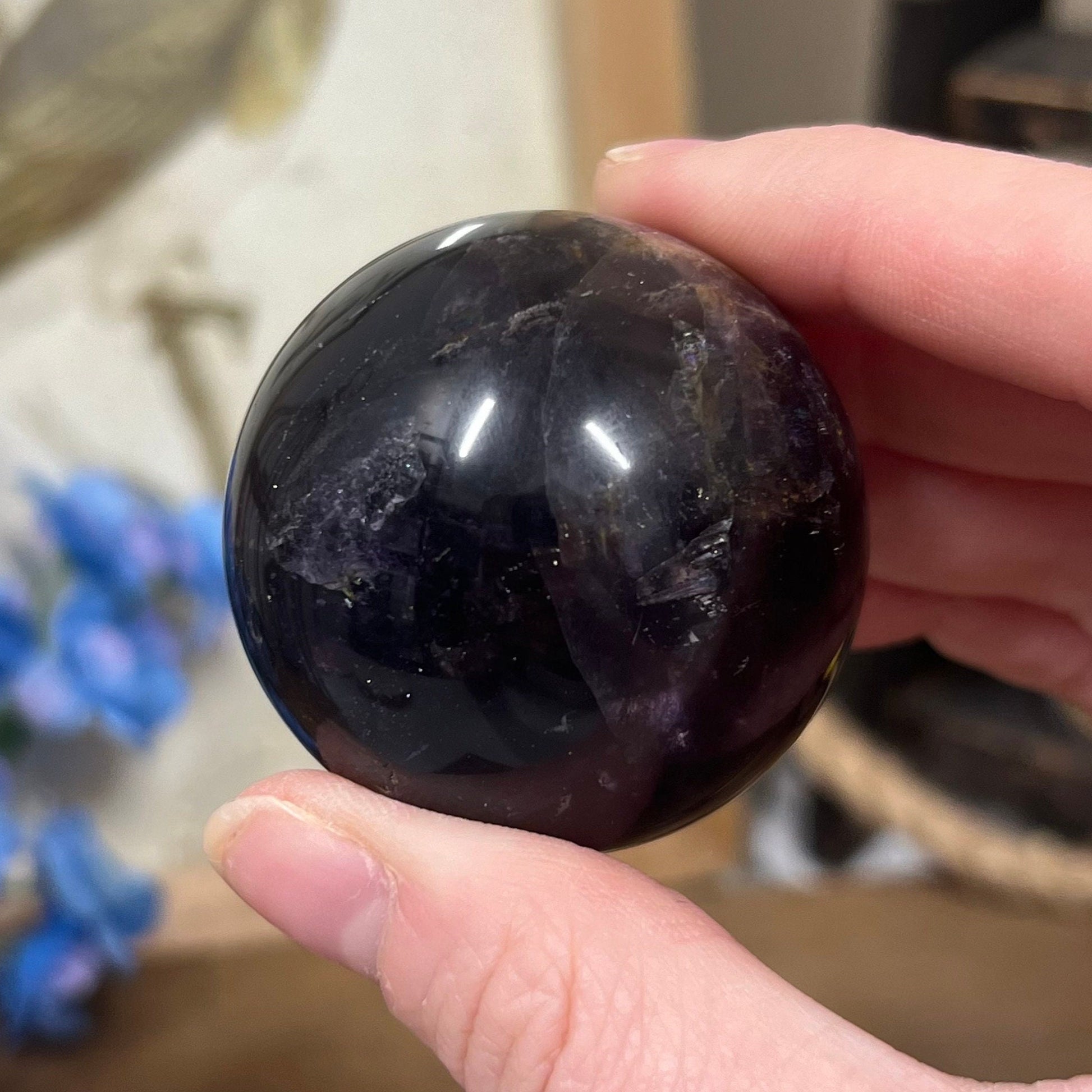 Pyrite in Purple Fluorite Sphere | Galaxy Fluorite