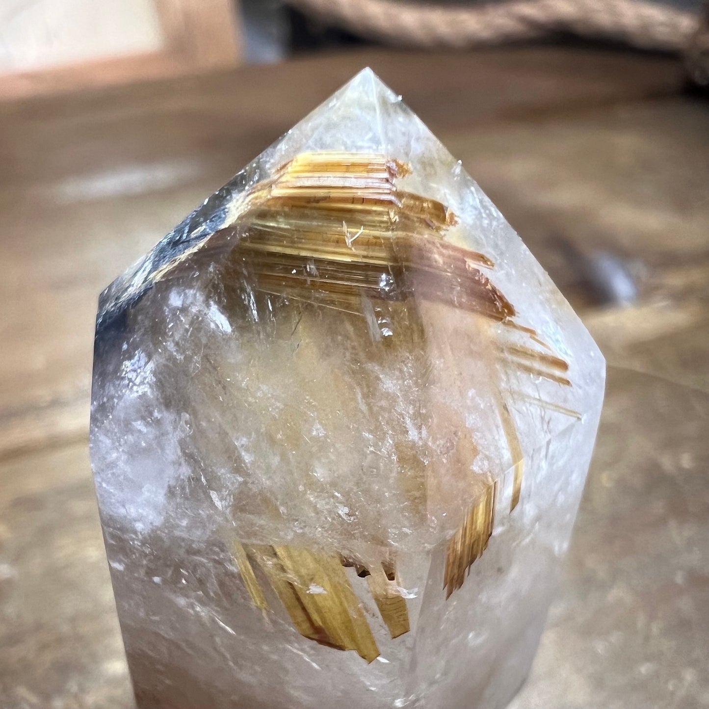 High Quality Gold Rutile in Quartz Tower | Golden Rutile | Rutilated Quartz