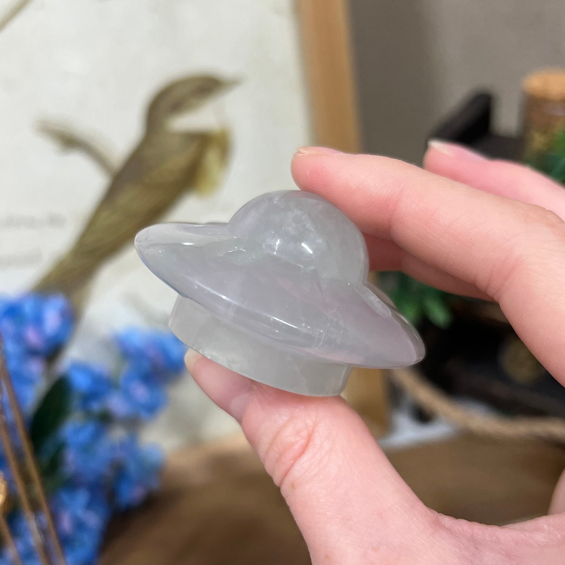 Yttrium Fluorite UFO | Crystal UFO Carving | Pastel Fluorite