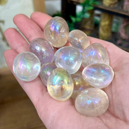 Angel Aura Quartz Tumble | Pocket Crystals | Crystal Gridding