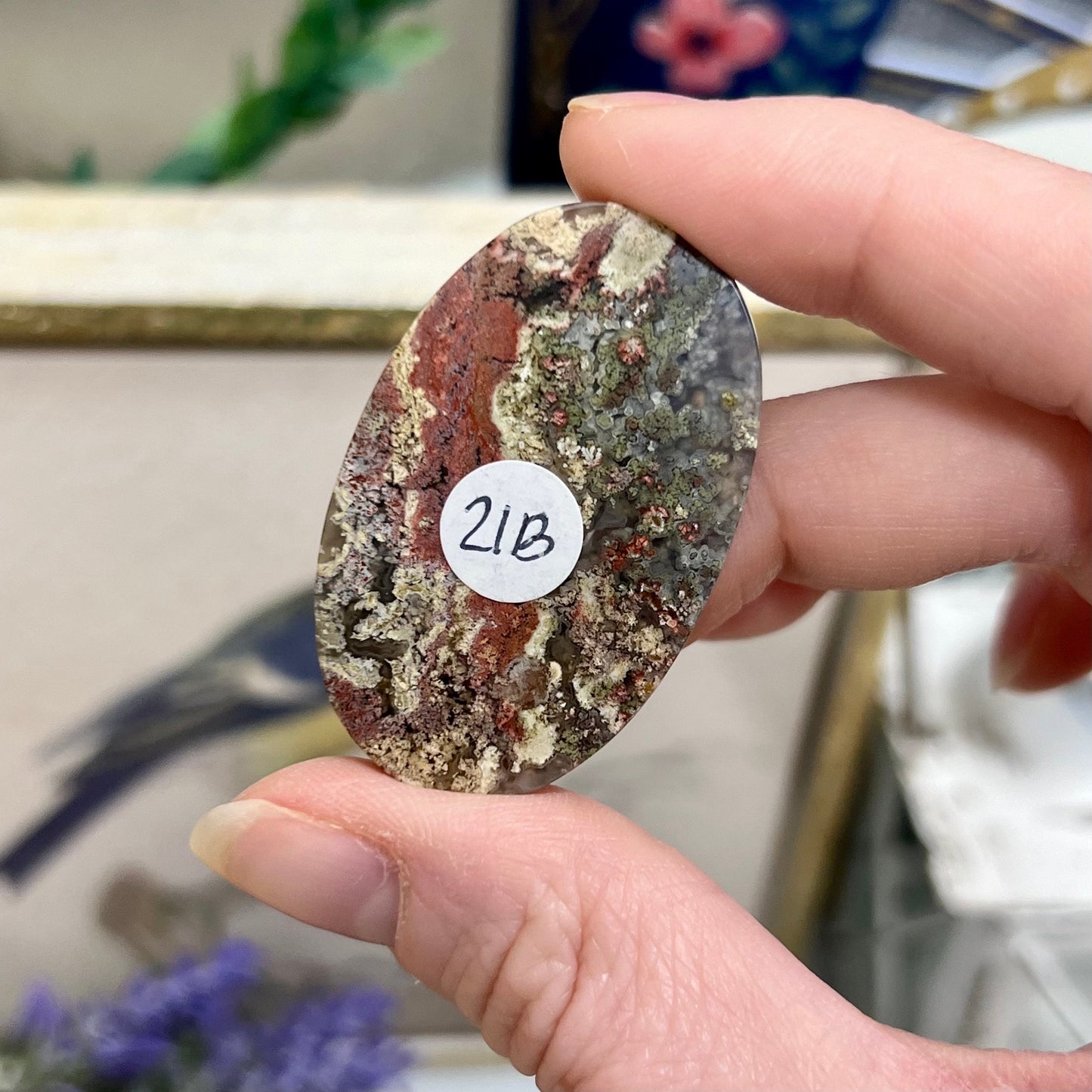 Colorful Moss Agate Cab from India | Moss Agate Cabochon