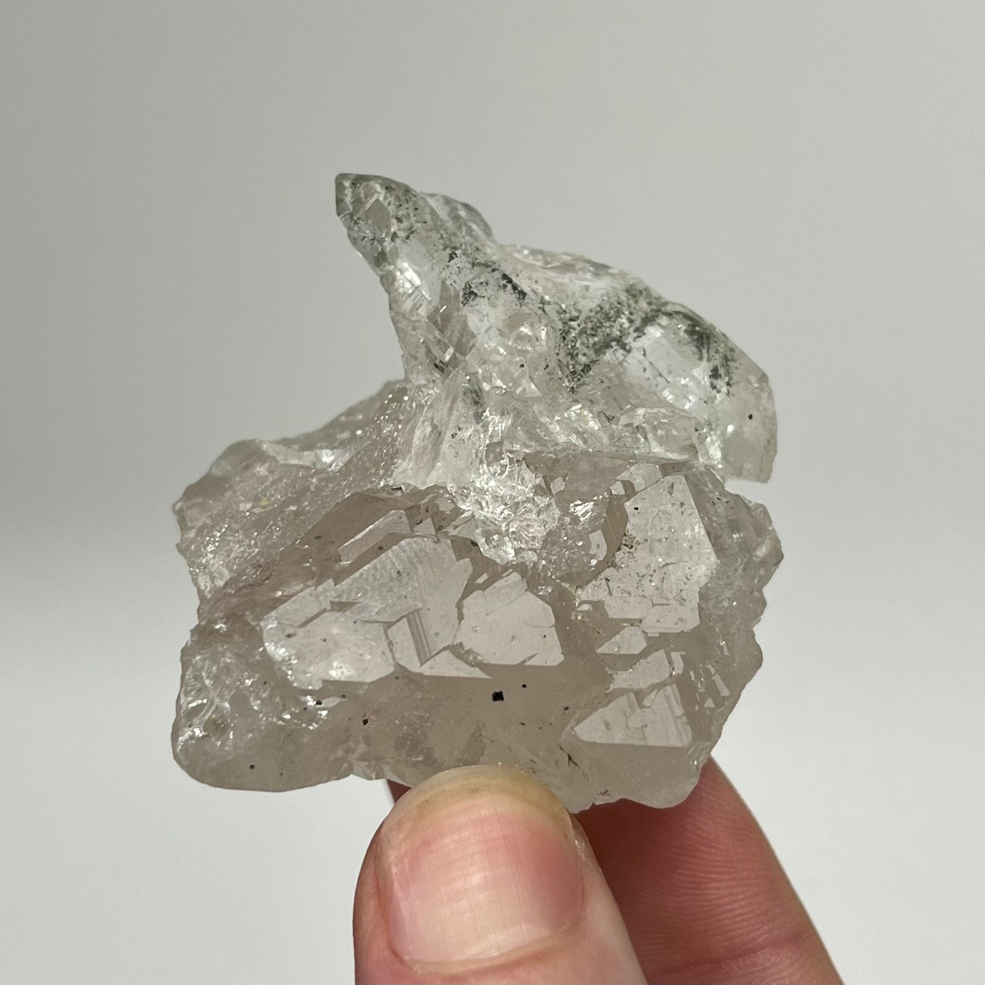 Himalayan Quartz Cluster with Water Clear Formations and Green Chlorite