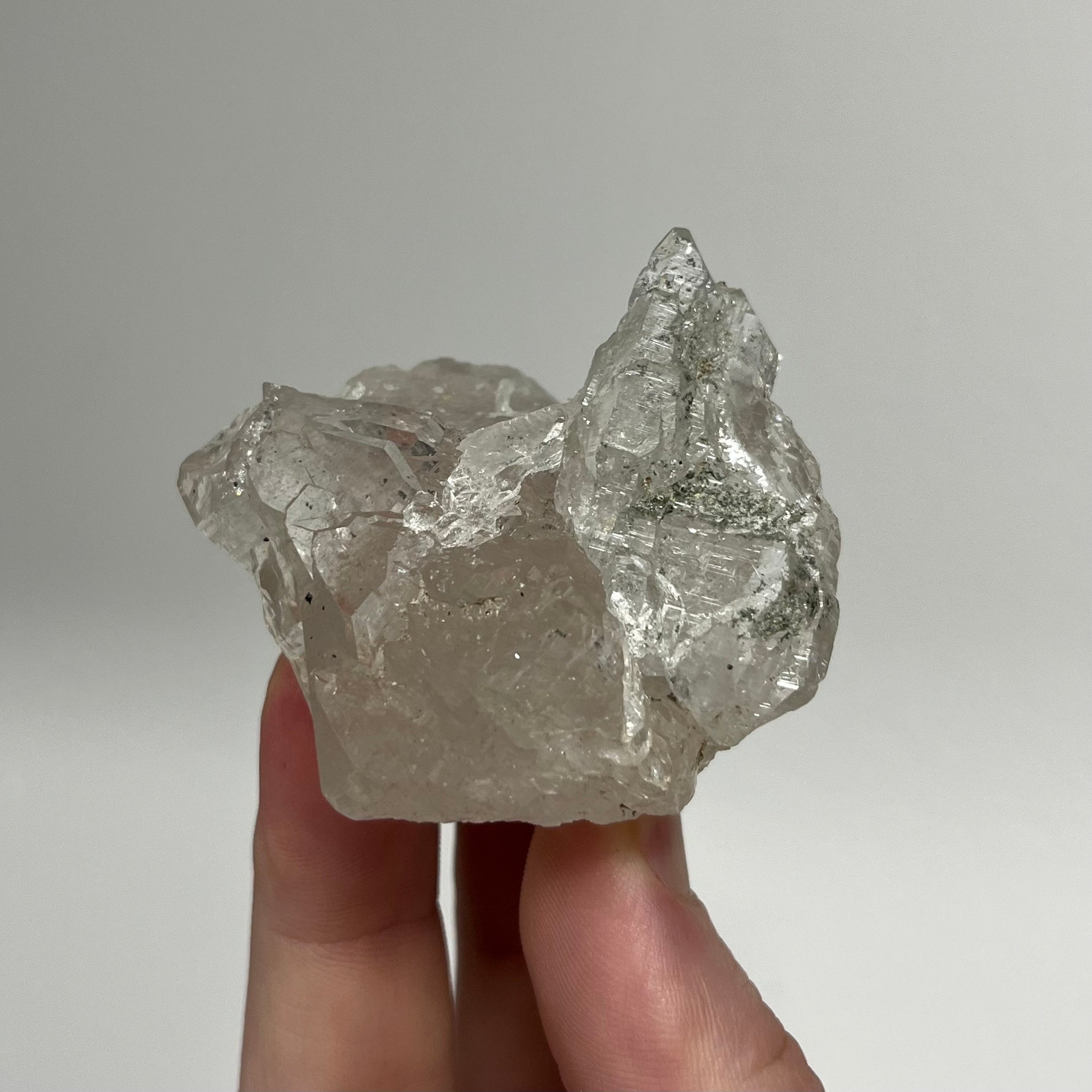 Himalayan Quartz Cluster with Water Clear Formations and Green Chlorite