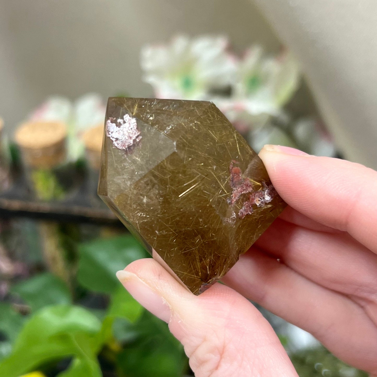 High Quality Gold Rutile in Smoky Quartz Tower | Golden Rutile | Rutilated Quartz