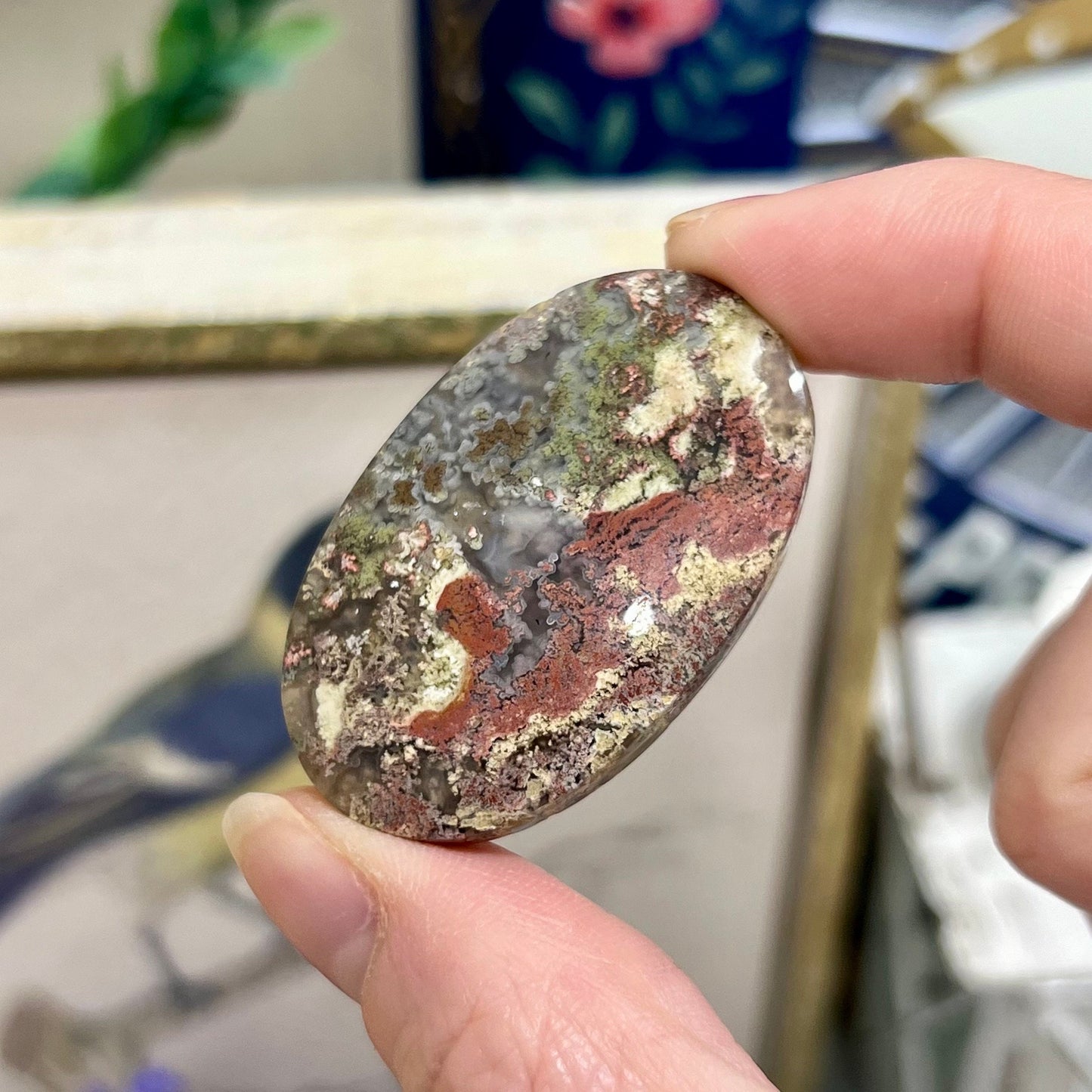 Colorful Moss Agate Cab from India | Moss Agate Cabochon