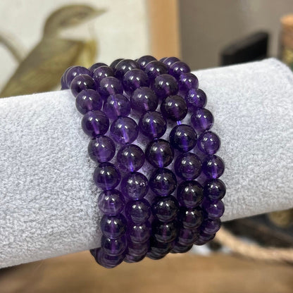 High Quality Amethyst Bracelet | Crystal Stretch Bracelet | Dark Purple Amethyst